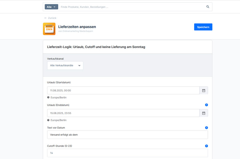 Shopware 6 Plugin: Urlaub bei Lieferzeit berücksichtigen